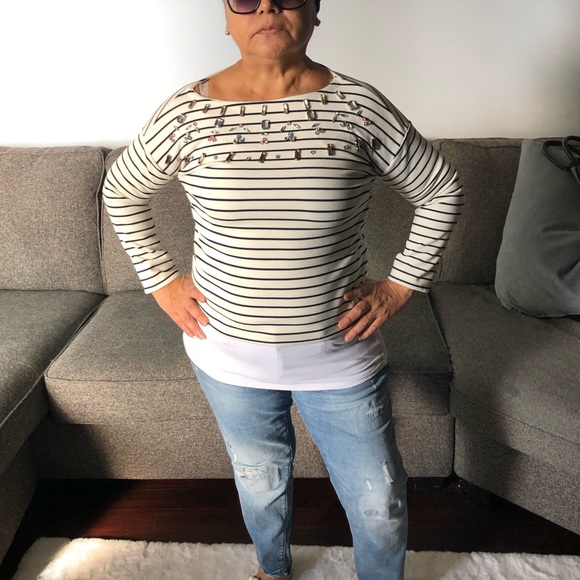 Embellished stripped sweater - Picture 1 of 3